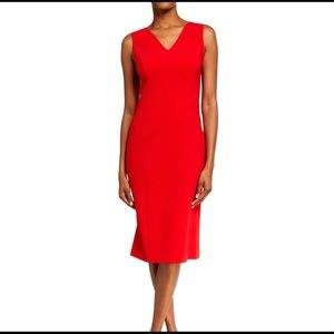 Red V neck Akris dress